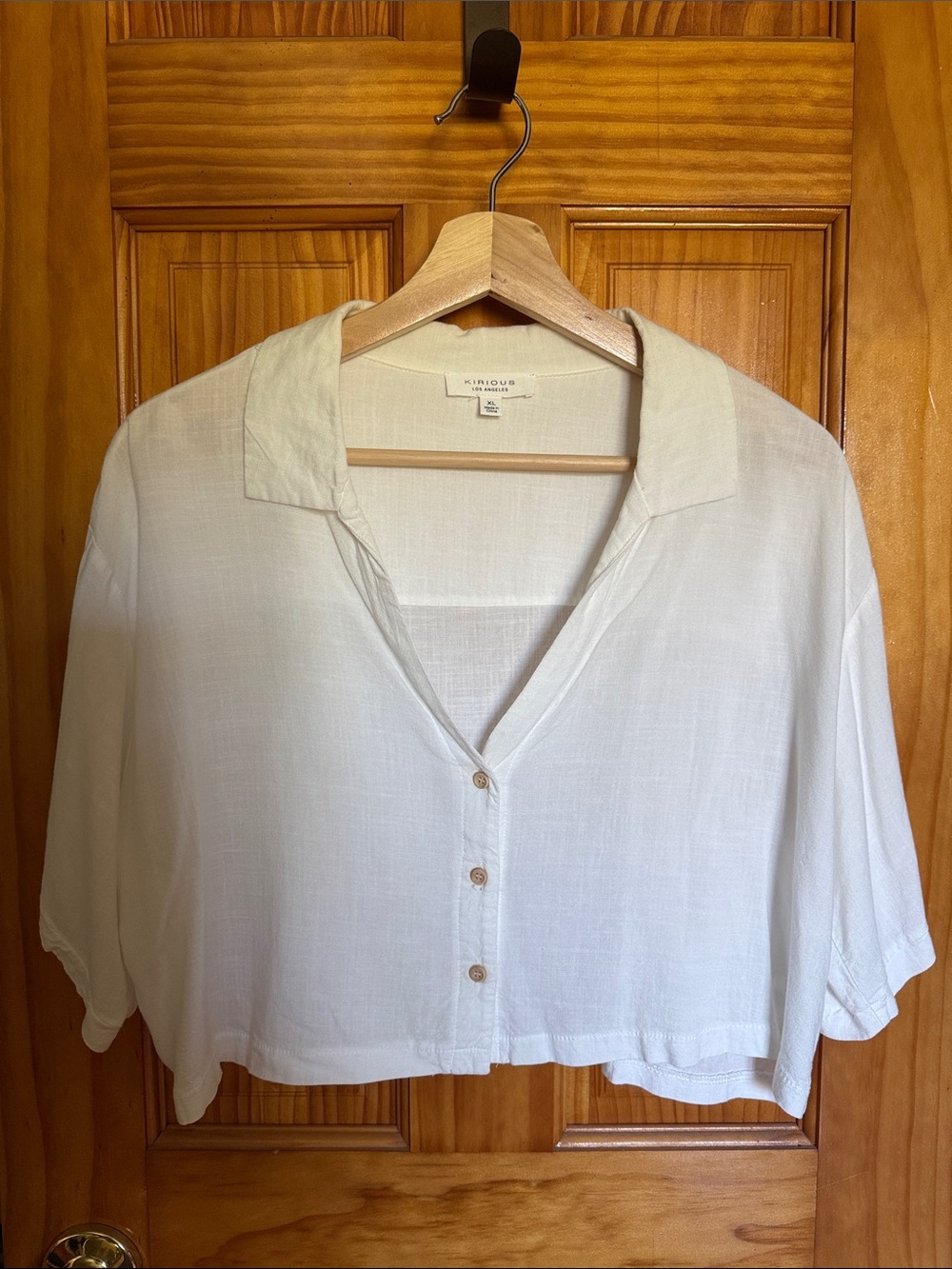 Kirious Cream Cropped Button-Down Shirt